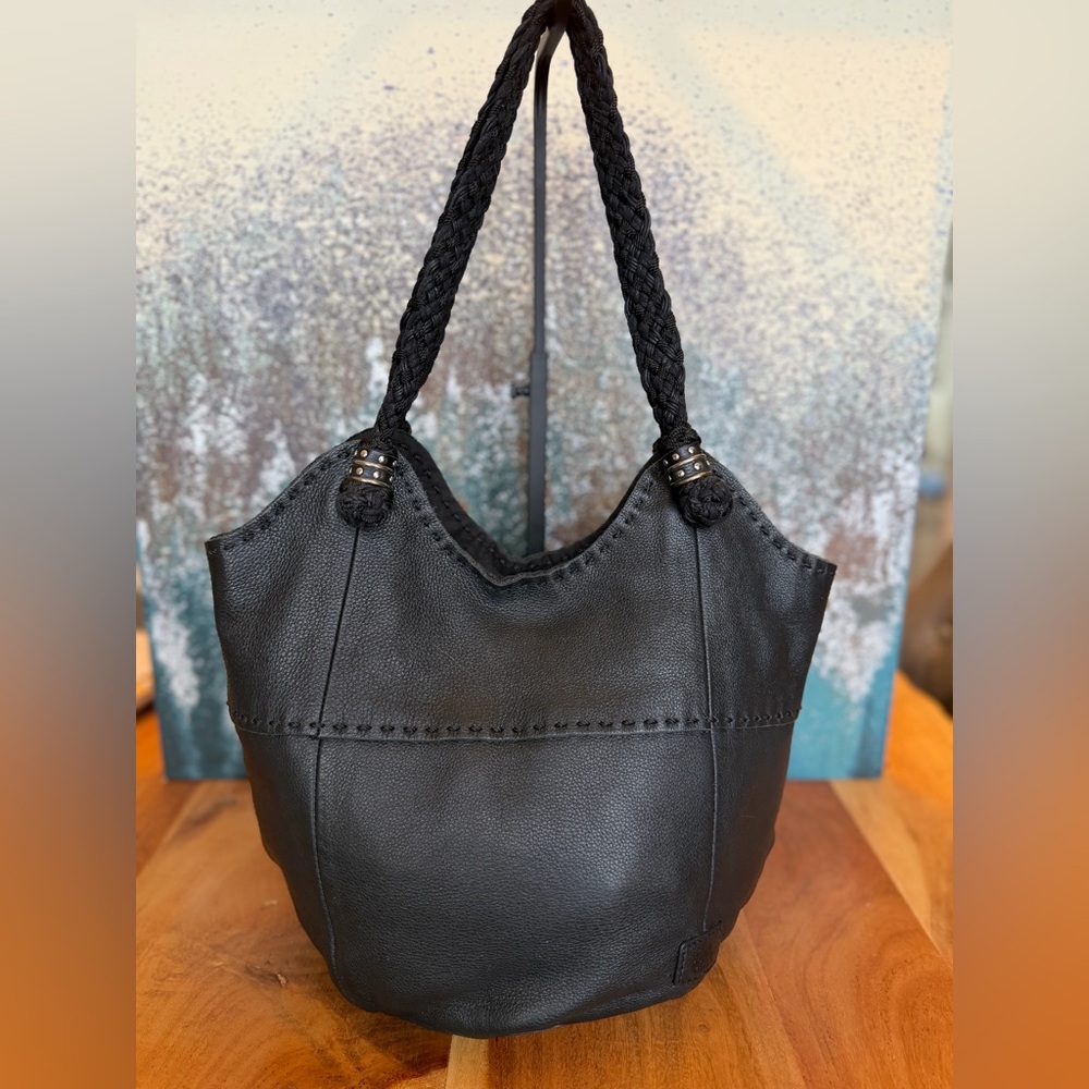 The Sak Black Braided-Handle Hobo Bag
